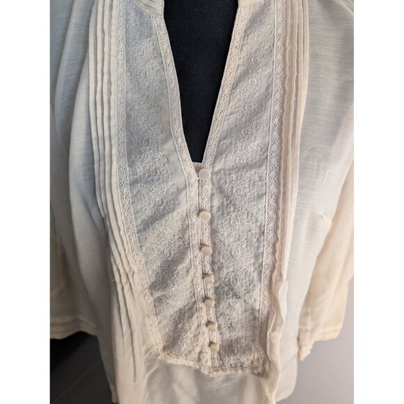 Coldwater Creek Womens Ivory Sheer Button-Front Blouse Size Medium - Picture 2 of 11